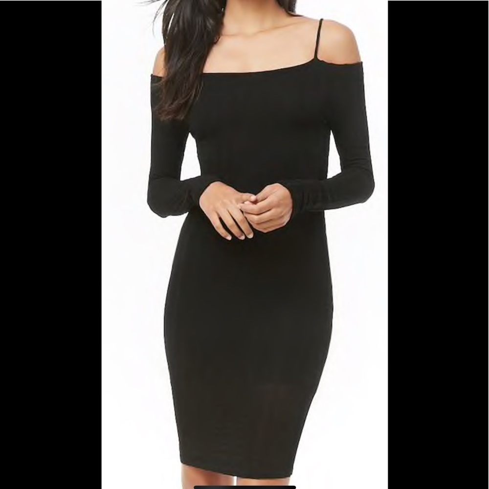 Ribbed open shoulder midi dress - Picture 2 of 6